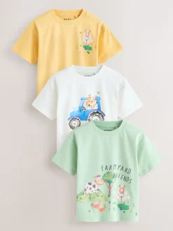 Ferme aquarelle verte - Lot de 3 t-shirts graphiques à manches courtes (3mois7ans)