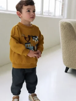 Ferme ocre jaune/anthracite - Ensemble Sweat-shirt et Survêtement (3mois à7ans)