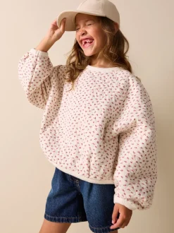 Fleur crème Ditsy - Sweat-shirt matelassé (3-16ans)
