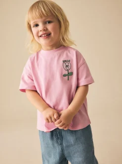 Fleur rose - T-shirt brodé à manches courtes (3mois à7ans)