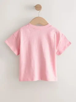 Fleur rose - T-shirt brodé à manches courtes (3mois à7ans)