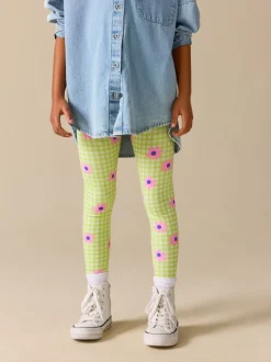 Fleur vichy vert/rose - Leggings (3-16ans)