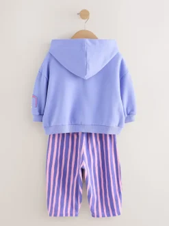 Fleur violette rayée - Ensemble sweat à capuche et coupe ballon Survêtement (3mois -7ans)
