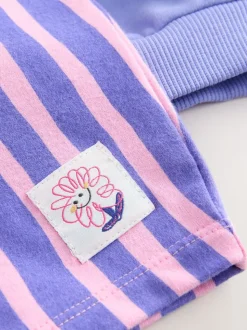 Fleur violette rayée - Ensemble sweat à capuche et coupe ballon Survêtement (3mois -7ans)
