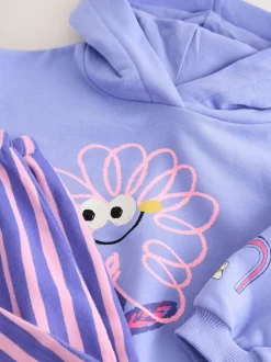 Fleur violette rayée - Ensemble sweat à capuche et coupe ballon Survêtement (3mois -7ans)