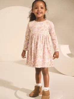 Fleuri - Robe côtelée à manches longues (3mois-7ans)