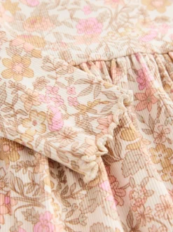Fleuri - Robe côtelée à manches longues (3mois-7ans)