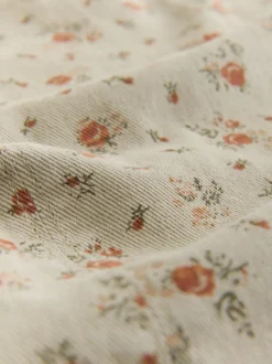 Fleuri neutre - Robe chemise à manches longues en sergé de coton