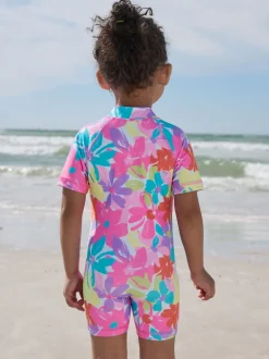 Fleurs arc-en-ciel multicolores - Maillot de bain Sunsafe (3mths-10yrs)