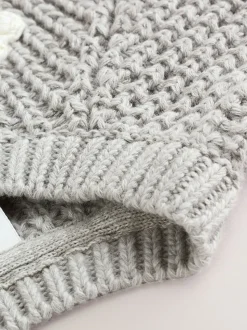 Fleurs grises au crochet - Cardigan tricoté pour bébé (0mths-3yrs)