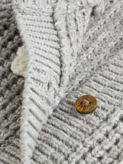 Fleurs grises au crochet - Cardigan tricoté pour bébé (0mths-3yrs)