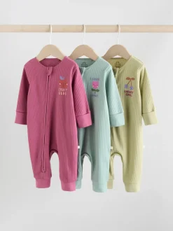 Fleurs multicolores - Combinaisons de nuit à fermeture éclair pour bébés 3 Pack (0mths-3yrs)