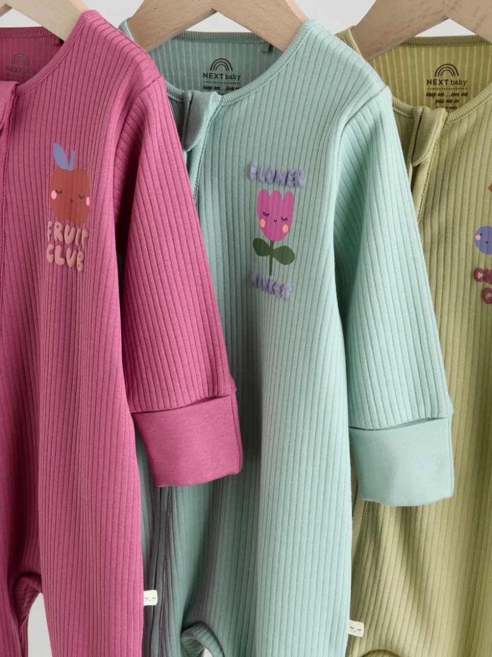 Fleurs multicolores - Combinaisons de nuit à fermeture éclair pour bébés 3 Pack (0mths-3yrs)
