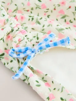 Floral à petites fleurs écrues Blanc - Maillot de bain froncé à bretelles (3-16ans)