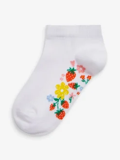 Floral blanc - Lot de 5 chaussettes de sport en coton riche avec semelle intérieure