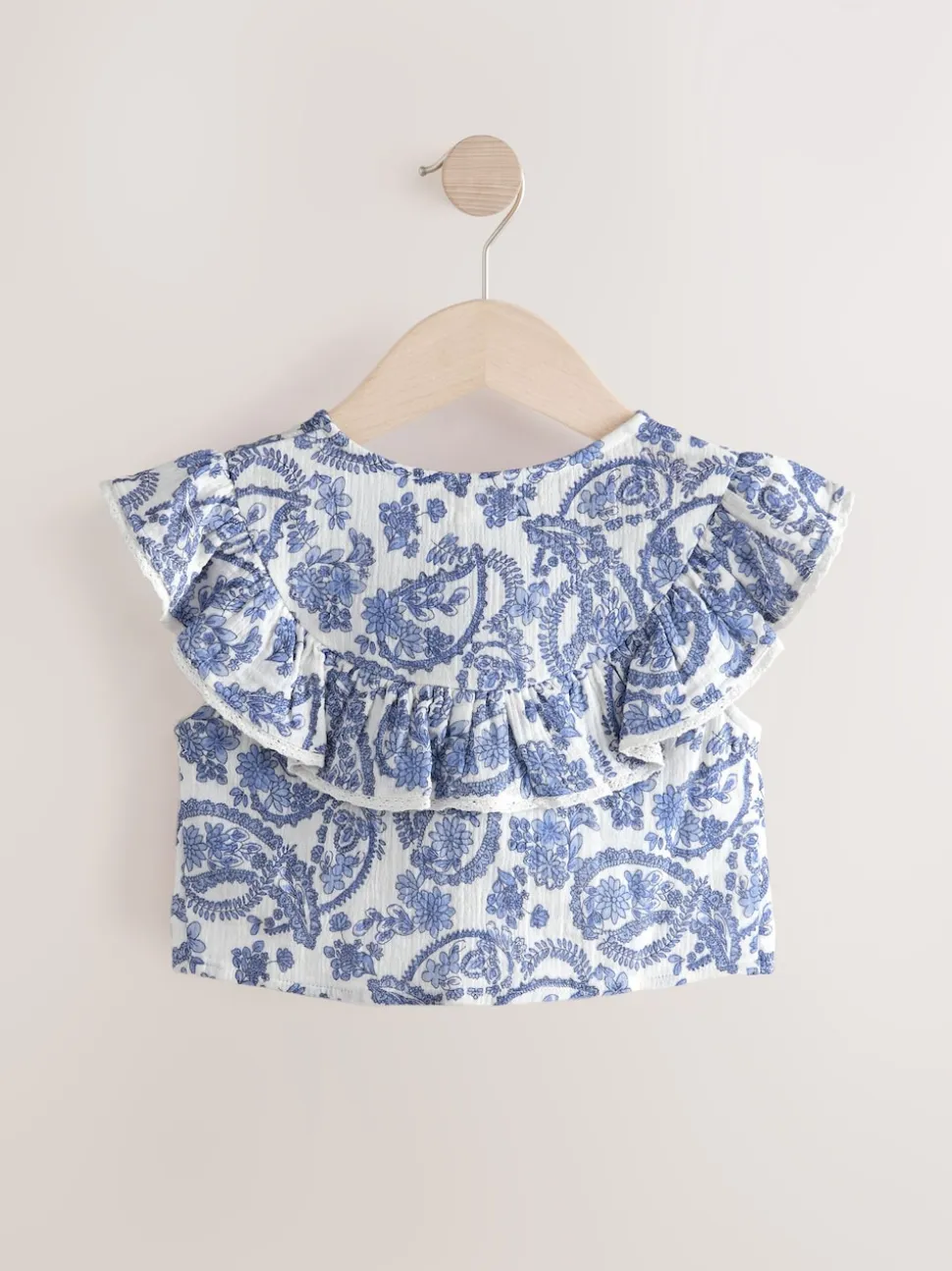 Floral bleu - Chemisier 100% coton avec col boutonné (316ans)