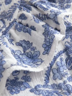 Floral bleu - Chemisier 100% coton avec col boutonné (316ans)