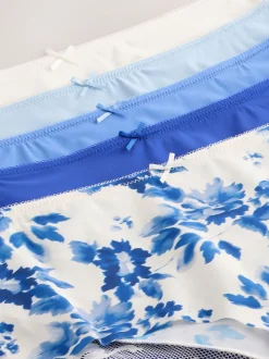 Floral bleu - No VPL Lace Back Briefs 5 Pack
