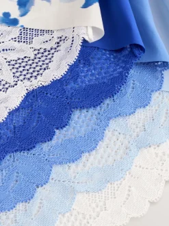 Floral bleu - No VPL Lace Back Briefs 5 Pack