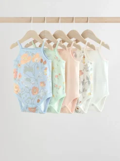 Floral bleu - Paquet de bodys pour bébé avec gilet 5