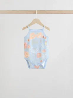 Floral bleu - Paquet de bodys pour bébé avec gilet 5