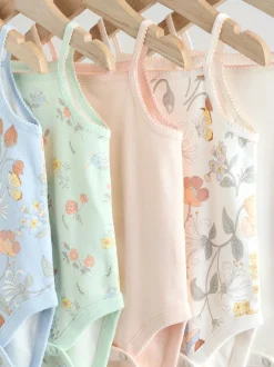 Floral bleu - Paquet de bodys pour bébé avec gilet 5