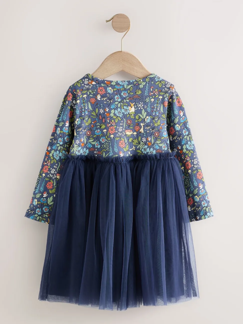 Floral de marine - Robe de fête en maille à manches longues (3mois-7ans)