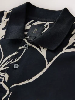 Floral d'or noir - Manches courtes Imprimé Polos