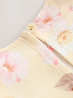 Floral jaune - Combinaison plissée à volants à manches courtes (3-16ans)