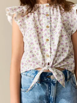 Floral lilac - Chemisiers noué sur le devant (3-16ans)