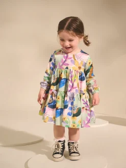Floral lumineux - Robe à manches longues à volants (3mois7ans)