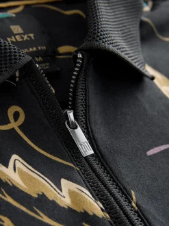 Floral noir - Manches courtes Imprimé Polos