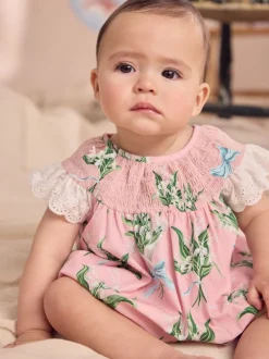 Floral rose - Barboteuse brodée Cath Kidston 100% coton imprimée