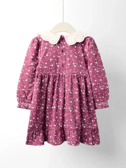 Floral rose sombre - Robe JoJo Maman Bébé en jersey smockée avec col Broderie
