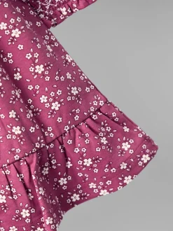 Floral rose sombre - Robe JoJo Maman Bébé en jersey smockée avec col Broderie