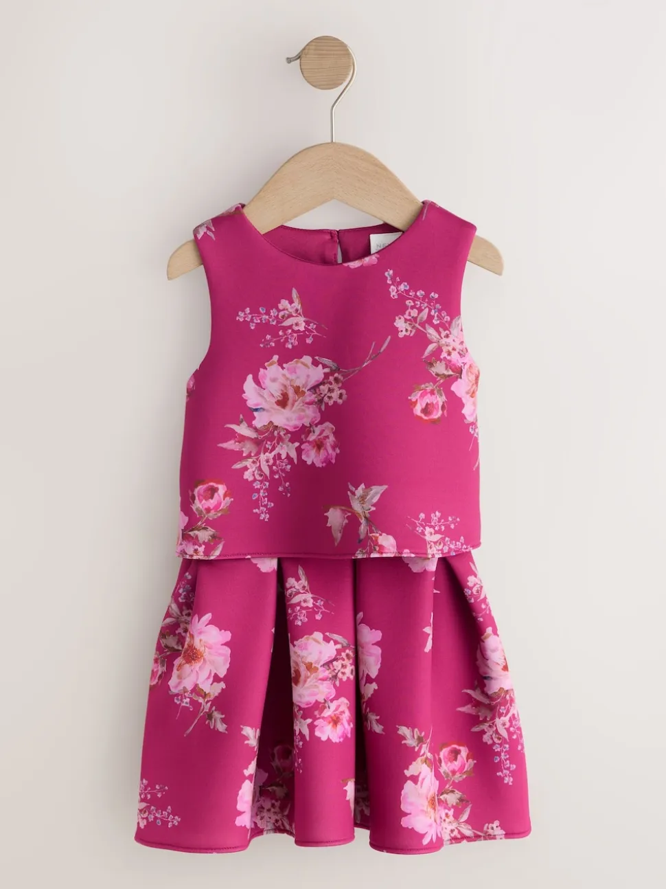 Floral rouge - Ensemble haut et jupe en plongée sous-marine (3mois-7ans)