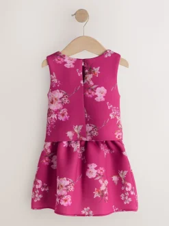 Floral rouge - Ensemble haut et jupe en plongée sous-marine (3mois-7ans)