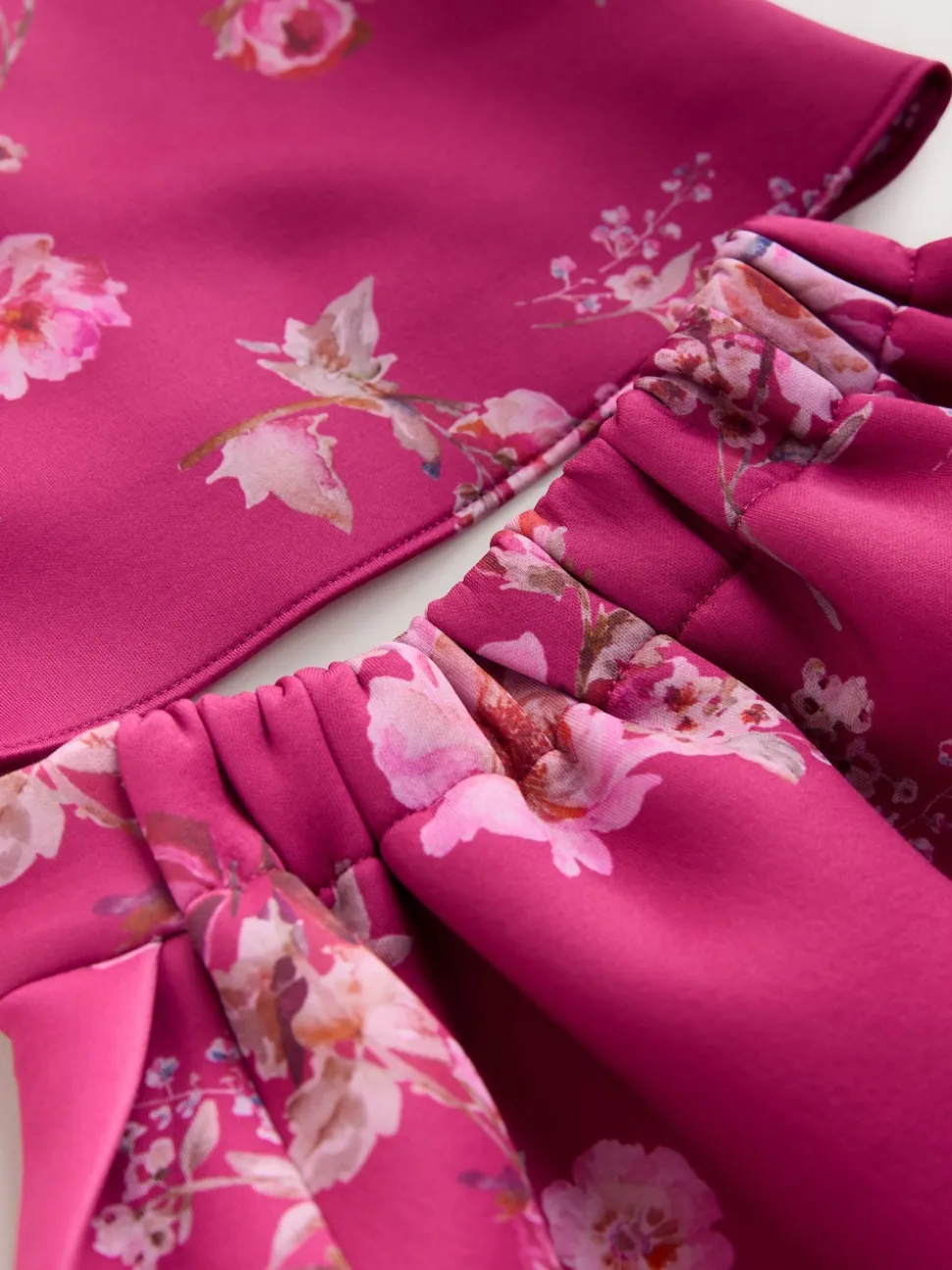 Floral rouge - Ensemble haut et jupe en plongée sous-marine (3mois-7ans)