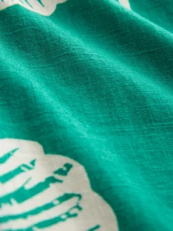 Floral vert - Court robe kaftan à manches courtes et col en V en Lin