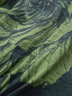 Floral vert - Robe mi-longue imprimée à manches bouffantes