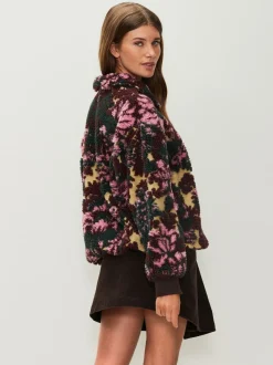 Floral vert - Sweat-shirt en polaire jacquard Teddy Borg à quart de zip