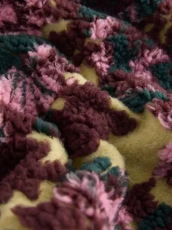 Floral vert - Sweat-shirt en polaire jacquard Teddy Borg à quart de zip