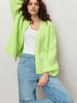 Fluro Vert - Cardigan en grosse maille doux