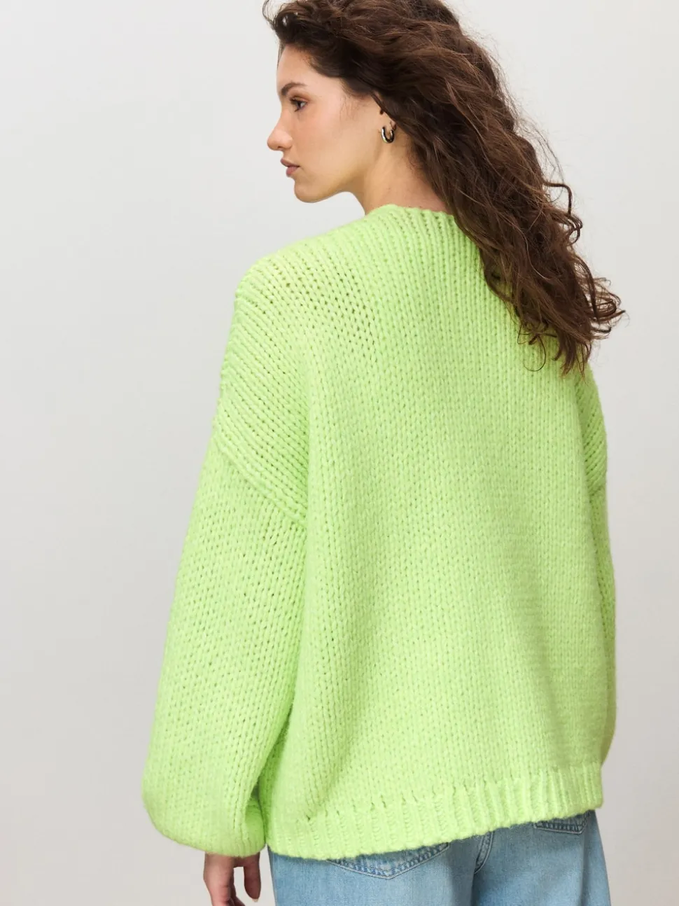 Fluro Vert - Cardigan en grosse maille doux