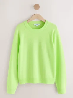 Fluro Vert - Pull super doux à manches longues à col rond