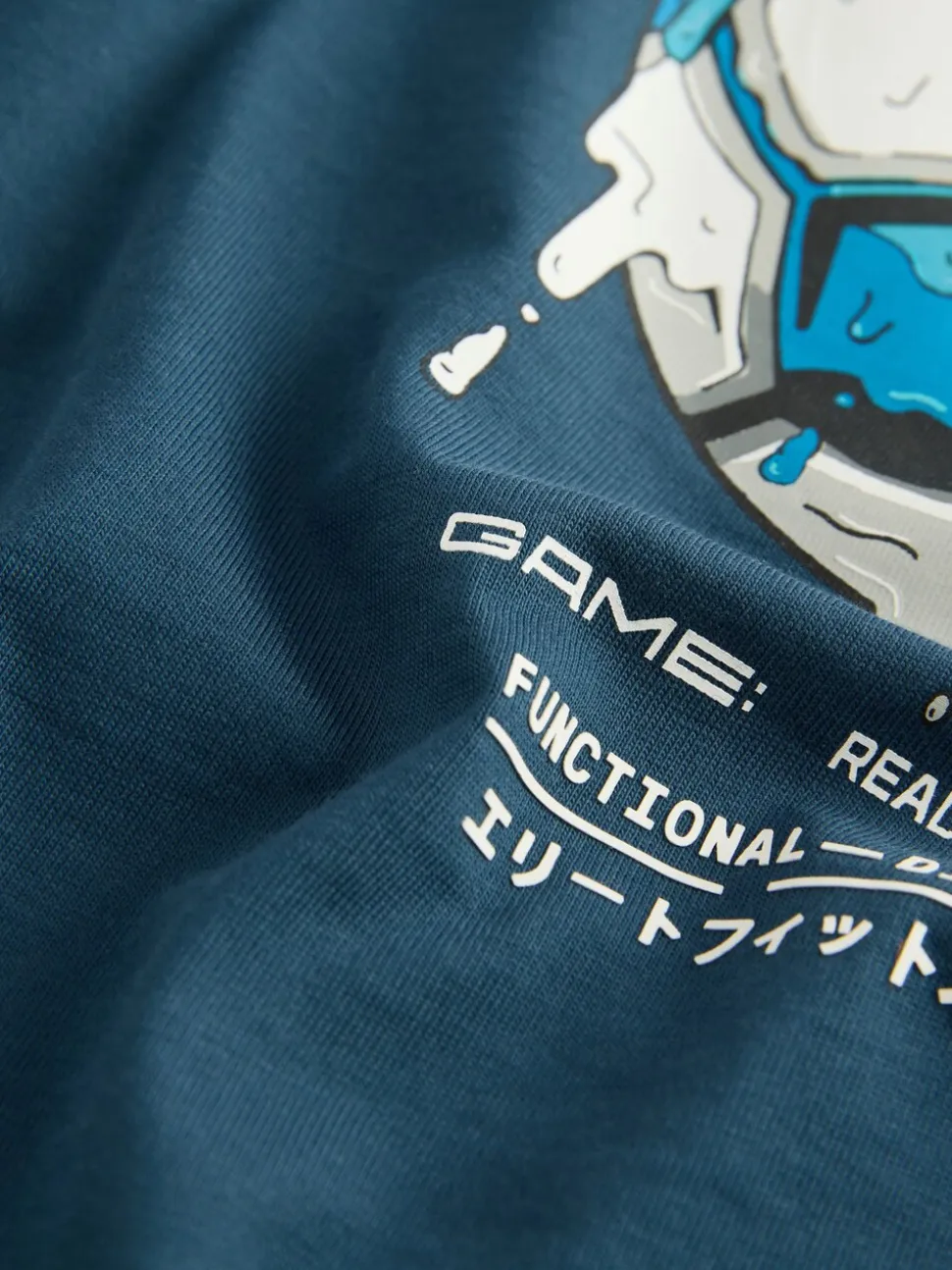 Football bleu moyen - T-shirt graphique décontracté en coton à manches longues (3-16ans)