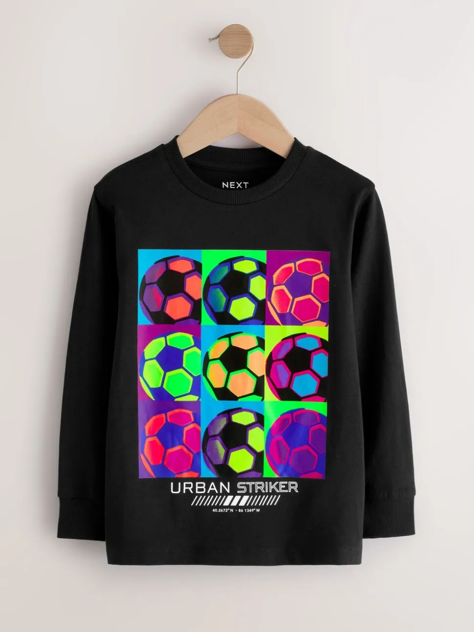 Football Bleu/Bleu canard/Noir - Lot de 3 T-shirts à manches longues coupe décontractée avec imprimé graphique (3-16ans)