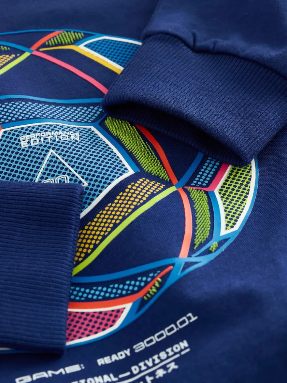 Football Bleu/Bleu canard/Noir - Lot de 3 T-shirts à manches longues coupe décontractée avec imprimé graphique (3-16ans)