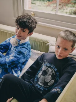 Football bleu/noir - Lot de 2 pyjamas à manches longues (3-16ans)