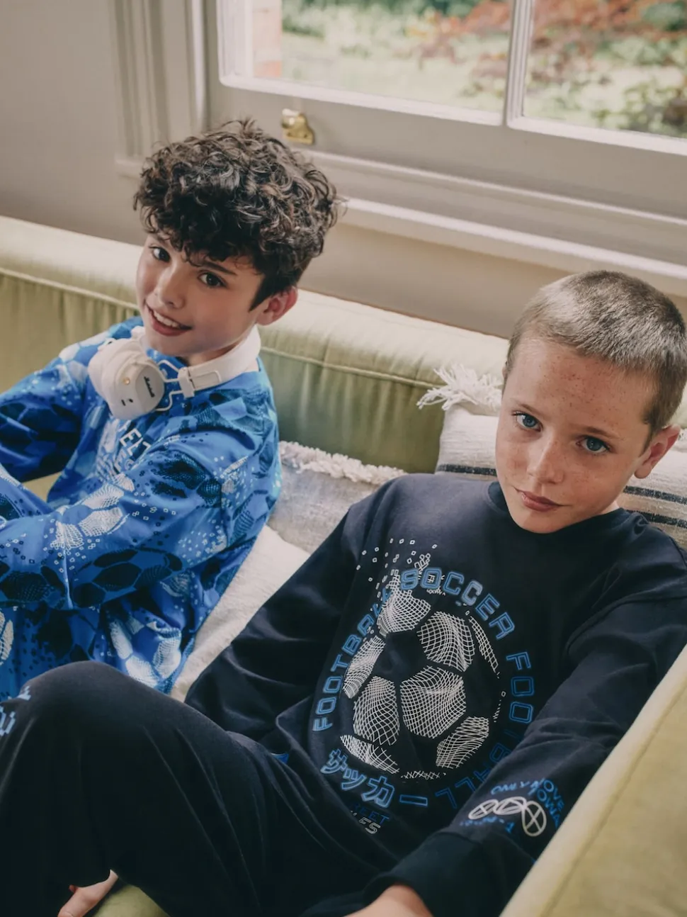 Football bleu/noir - Lot de 2 pyjamas à manches longues (3-16ans)